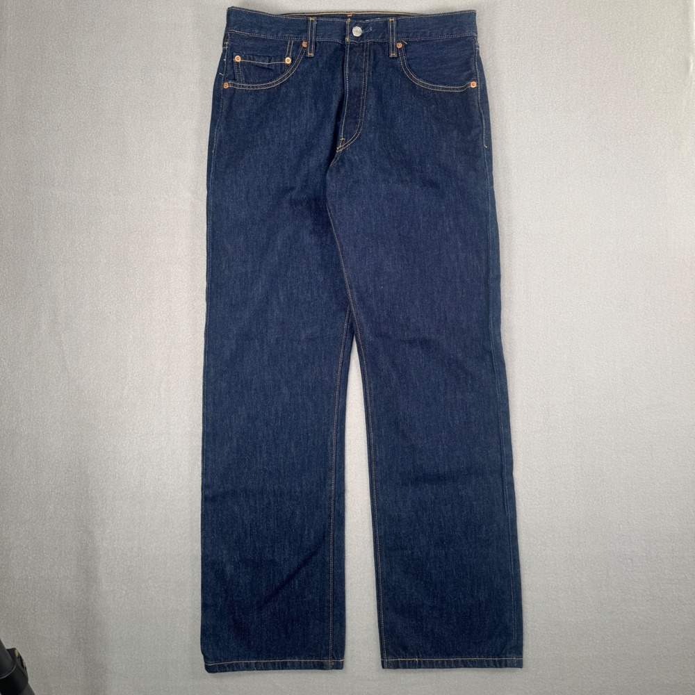 Levis 501 Jeans Mens 34x32 Blue Button Fly Denim Original Straight Dark Wash NEW